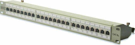 Digitus Patch Panel Shielded για Rack 1U 19" 24 Θυρών cat6a Μαύρο