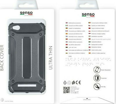 Senso ARMOR Synthetic Back Cover Durable Black (Redmi 4a)