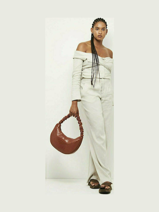 Moon Matte Croco Damentasche Shopper Schultertasche Tabac Braun