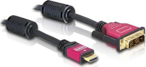 DeLock Кабел DVI-D мъжки - HDMI мъжки 3м Черен (84343)