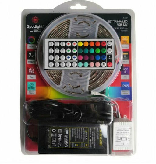 Spot Light Waterproof LED Strip 12V RGB Light 5m Type SMD5050 with Power Supply & Remote Control