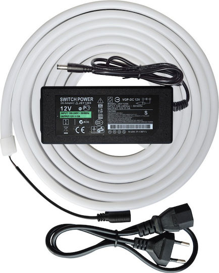 Spot Light Αδιάβροχη Ταινία LED 12V Ψυχρό Λευκό Φως 3m Neon Flex με Τροφοδοτικό
