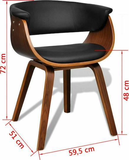 Stühle Speisesaal Black / Brown 4Stück 59.5x51x72cm