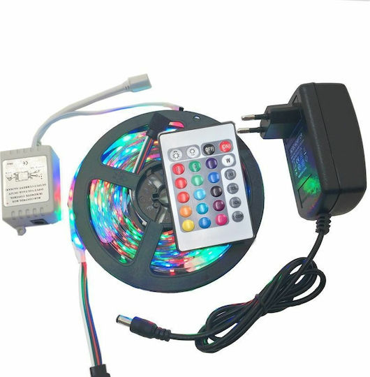 Waterproof LED Strip 12V RGB Light 5m Type SMD3528 with Power Supply & Remote Control