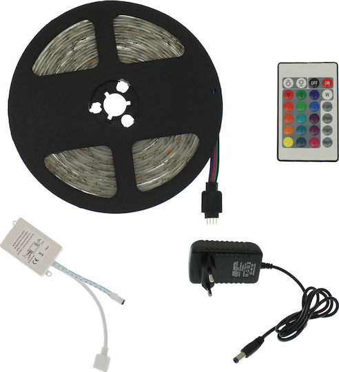 Waterproof LED Strip 12V RGB Light 5m Type SMD3528 with Power Supply & Remote Control