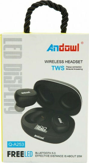 Andowl Q-A253 In-Ear Bluetooth-Freisprecheinrichtung Kopfhörer mit Ladeetui Schwarz