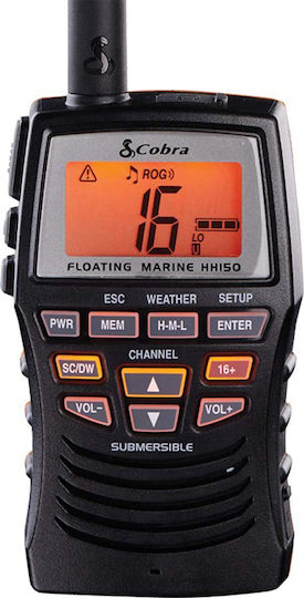 Cobra MR-HH150FL Безжичен Трансивър VHF Marine 3W с Монохромен Екран В Черен Цвят