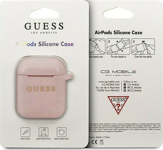 Guess Silicone Case Case Silicone with Hook Light Pink for Apple AirPods 1 / AirPods 2