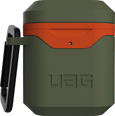 UAG Standard Issue Hard Case Plastic with Hook in Orange color for Apple AirPods 1 / AirPods 2