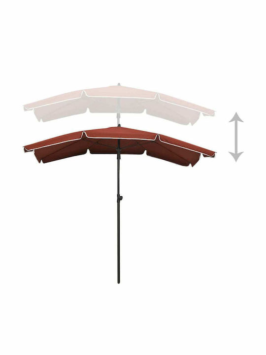 Square Metal Parasol Terracotta Orange 2x1.3xH2.34m