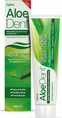 Optima Naturals AloeDent Triple Action Οδοντόκρεμα Χωρίς Φθόριο για Λεύκανση , Τερηδόνα , Ουλίτιδα & Πλάκα με Αλόη 100ml
