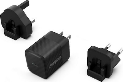 Energizer Încărcător cu Port USB-A și Port USB-C și Cablu USB-C 38W Livrarea energiei / Quick Charge 3.0 Negruς (A38QMUC)