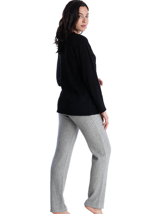 Rachel Winter Damen Pyjama-Set Schwarz