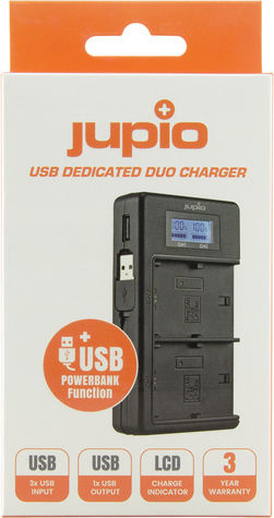 Jupio Doppelter Batterieladegerät USB Dedicated Duo Kompatibel mit Fujifilm