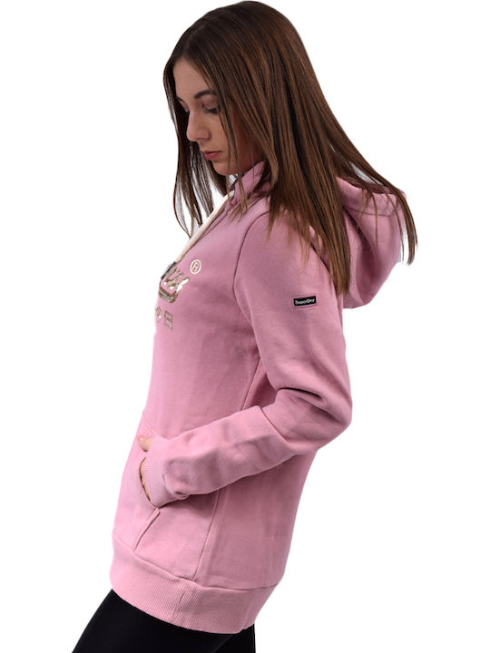 VINTAGE LOGO Long Women's Sweatshirt Hooded Pink