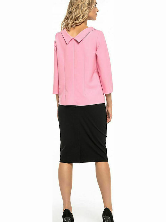 Tessita T243 Women's Blouse with 3/4 Sleeve Pink