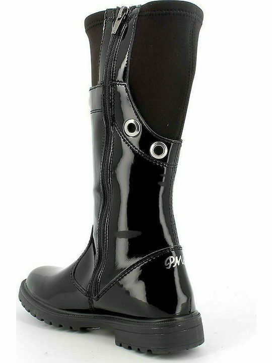 Primigi Kids Leather Boots with Zipper Black