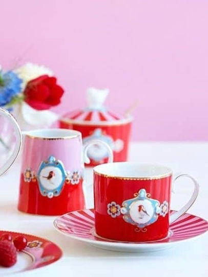 PiP Studio Love Birds Ζαχαριέρα Σερβιρίσματος από Πορσελάνη Red-Pink PiP Studio Love Birds Ζαχαριέρα Σερβιρίσματος από Πορσελάνη Red-Pink