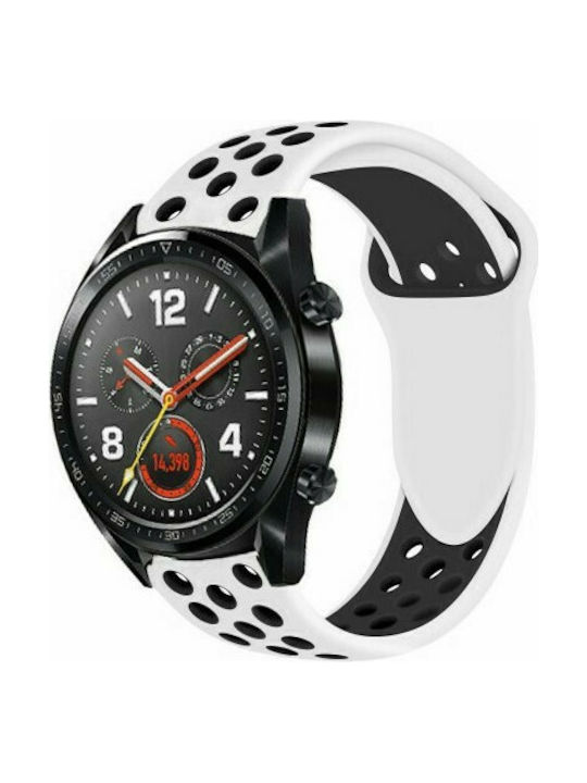 Strap Silicone with Pin White/Black (Huawei Watch 3 / Huawei Watch GT 2 Pro)