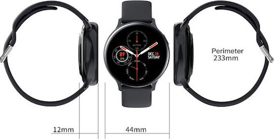 Andowl X2 44mm Smartwatch με Παλμογράφο (Μαύρο)