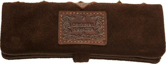 Original Kavatza Patchwork Earth Mini Καπνοθήκη από Δερματίνη Καφέ με Κούμπωμα