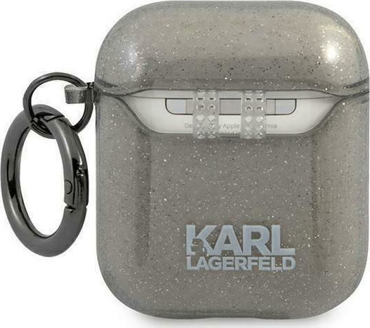 Karl Lagerfeld Choupette Case Silicone with Hook in Black color for Apple AirPods 1 / AirPods 2