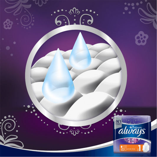 Always Platinum Ultra Normal Plus Hygienepads mit Flügeln für Normaler Fluss 4 Tropfen Größe 1 in Doppelpack 2x4Stk
