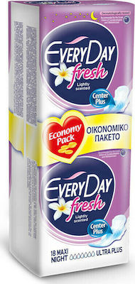 Every Day Fresh Maxi Night Ultra Plus Σερβιέτες με Φτερά Νυκτός για Αυξημένη Ροή 7 Σταγόνες 18τμχ