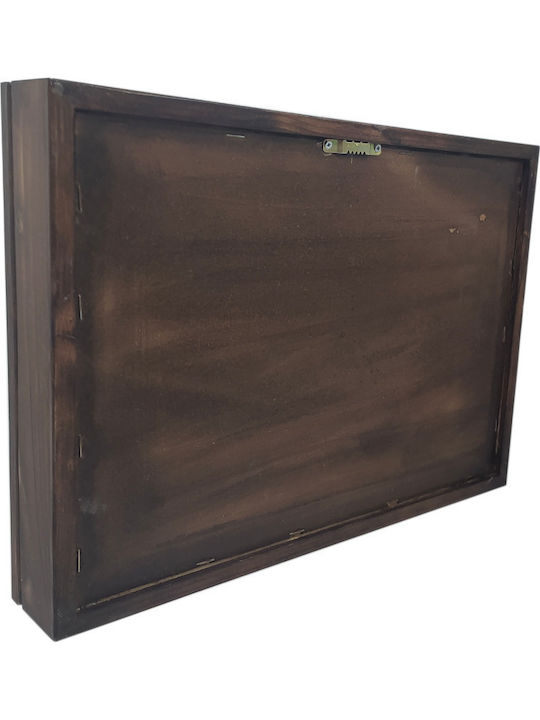 Korres Craft Country Wall-Mounted Rectangle Wedding Crown Case Wooden Walnut Brown 26x37cm