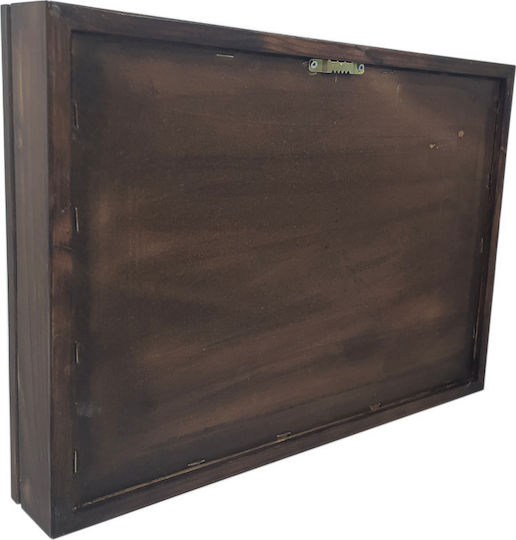 Korres Craft Country Wall-Mounted Rectangle Wedding Crown Case Wooden Walnut Brown 26x37cm