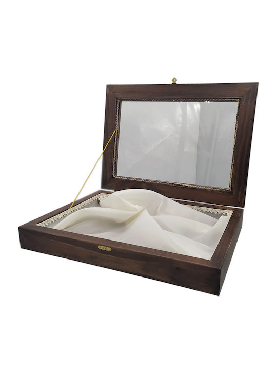 Korres Craft Country Wall-Mounted Rectangle Wedding Crown Case Wooden Walnut Brown 26x37cm