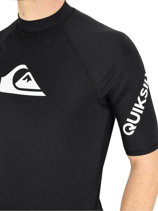 Quiksilver All Time Ανδρική Κοντομάνικη Αντηλιακή Μπλούζα Μαύρη UPF 50