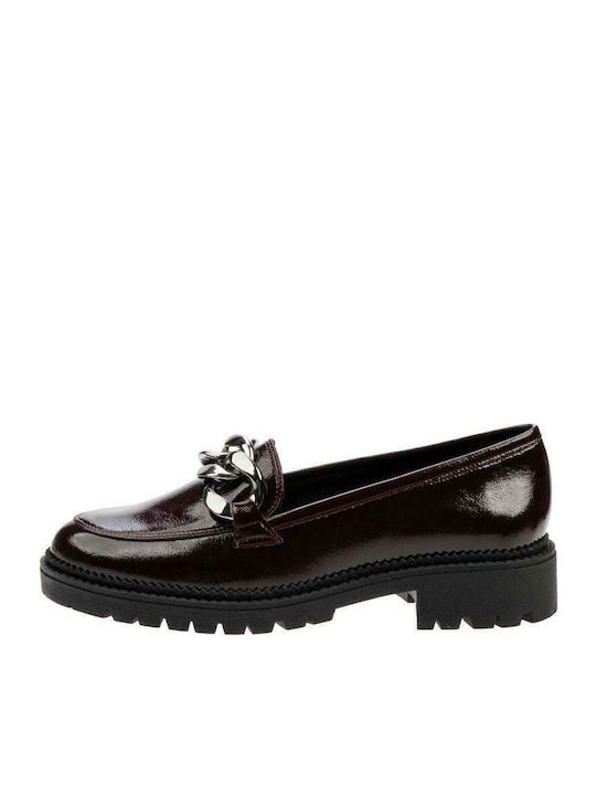 S Patent Leather Women's Moccasins in Burgundy Color