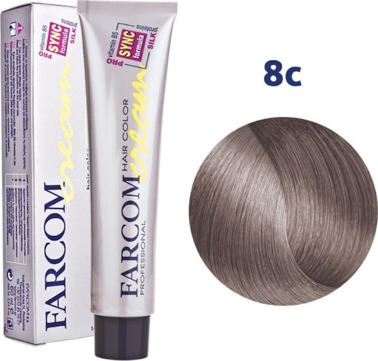 Farcom Hair Color Cream Βαφή Μαλλιών 8C Ξανθό Ανοιχτό Σαντρέ 60ml