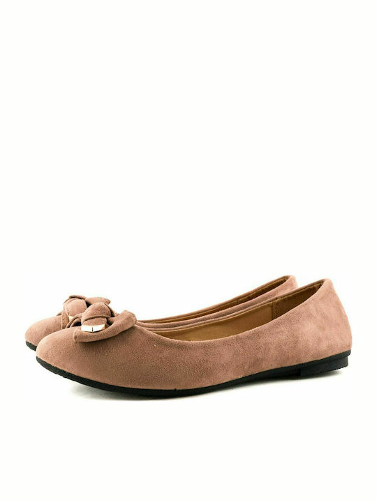 Love4shoes 98-10 Wildleder Damen Ballerinas in Rosa Farbe 8122-0593-000007