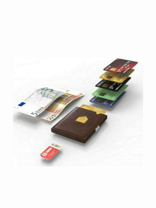 Leather Men's Wallet Cards with RFID Brown