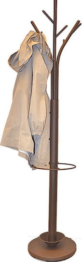 Import Hellas Metallic Coat Rack with Umbrella Holder Rust-Cafe with Umbrella Stand 30x30x173cm