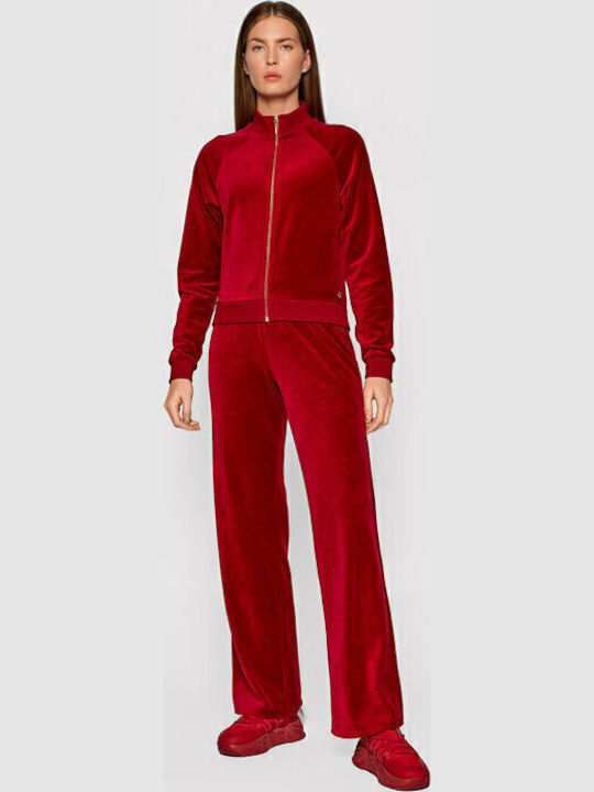 Jogginghose Breit Samt Rot