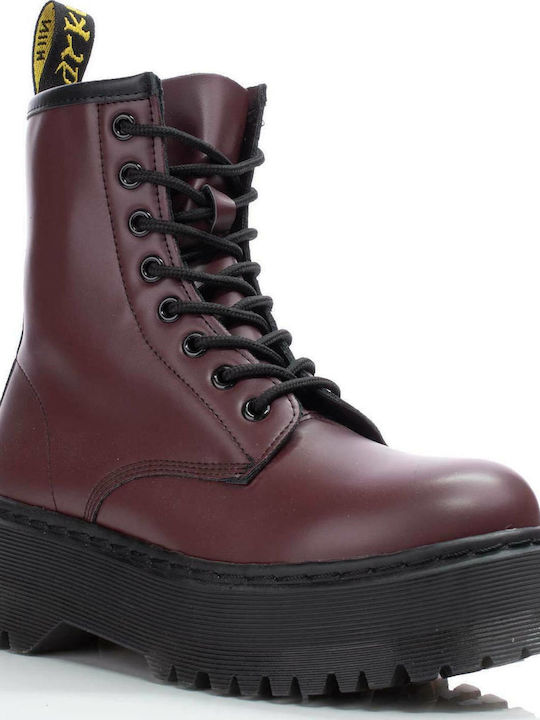 Women's Ankle Boots with Medium Heel Burgundy