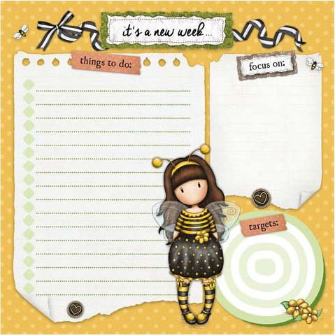 Santoro Gorjuss Bee Loved Glitter Tape Kids Stationery Set with Notepad and Pen