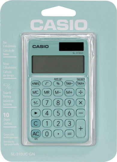 Casio Αριθμομηχανή Λογιστική Τσέπης SL-310UC 10 Ψηφίων σε Πράσινο Χρώμα