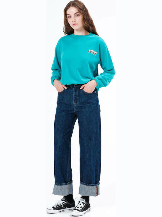 Cropped Women's Sweatshirt Turquoise