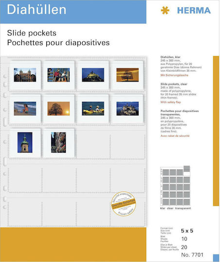 Herma Plastic Sleeves for for Photos with Holes 10pcs Fotophan 5x5cm