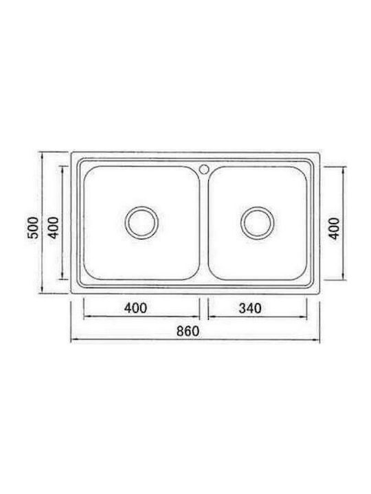 Karag BL 888 BL888 Drop-In Spüle Rechts Inox Satiniert B86xT50cm Silber