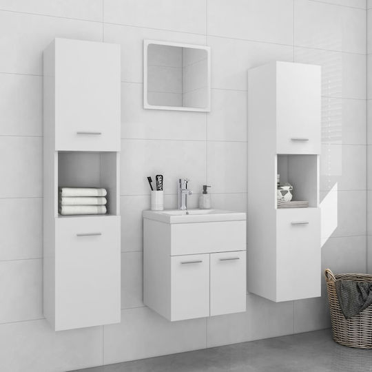 vidaXL Πάγκος χωρίς Νιπτήρα Μ41xΒ38.5xΥ46cm με Καθρέπτη και 2 Στήλες Λευκός vidaXL Πάγκος χωρίς Νιπτήρα Μ41xΒ38.5xΥ46cm με Καθρέπτη και 2 Στήλες Λευκός