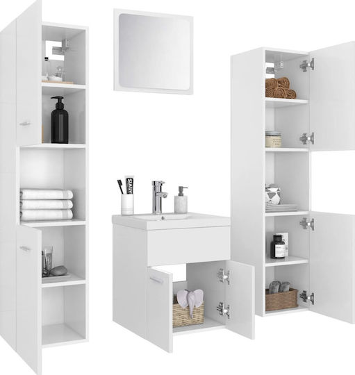 vidaXL Countertop without Sink L41xW38.5xH46cm with Mirror and 2 Columns White