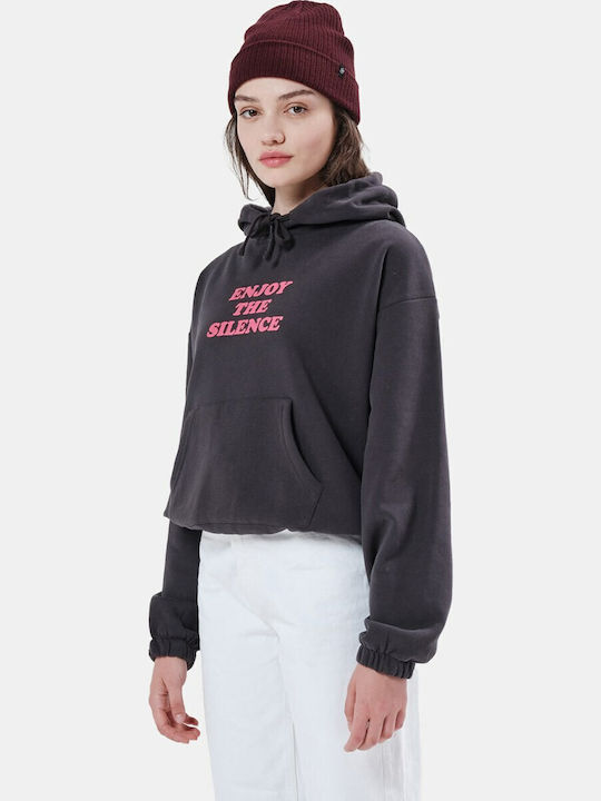Cropped Women's Sweatshirt Hooded Gray