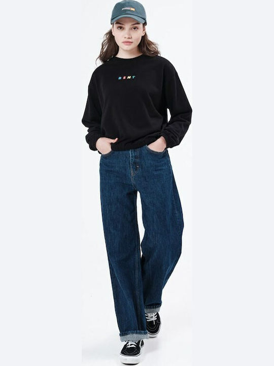 Gekürzt Damen Sweatshirt Schwarz