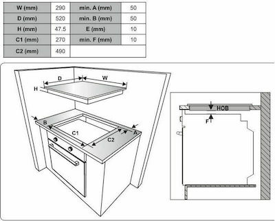 Sharp KH-3V19NT00 Domino Autonomous Cooktop with Ceramic Burners and Locking Function 29x52cm