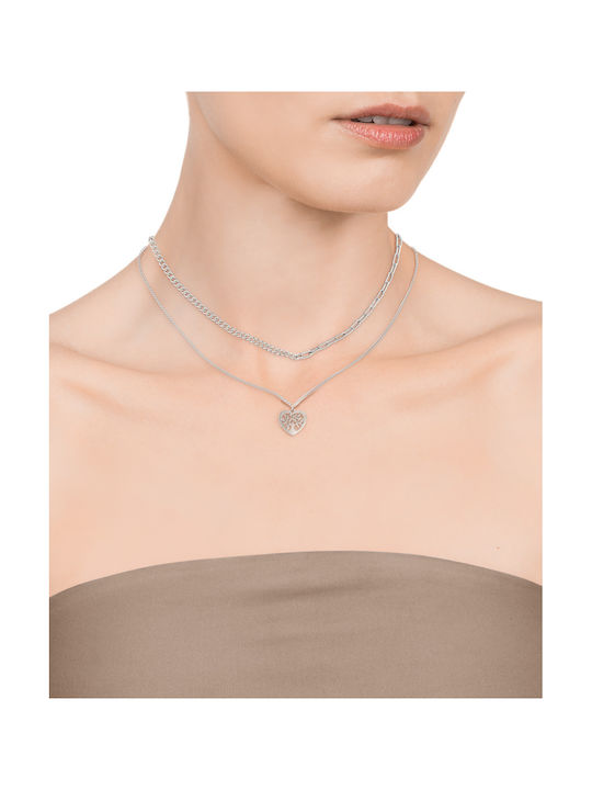 Viceroy Necklace Double with design Heart from Steel Kiss Collection